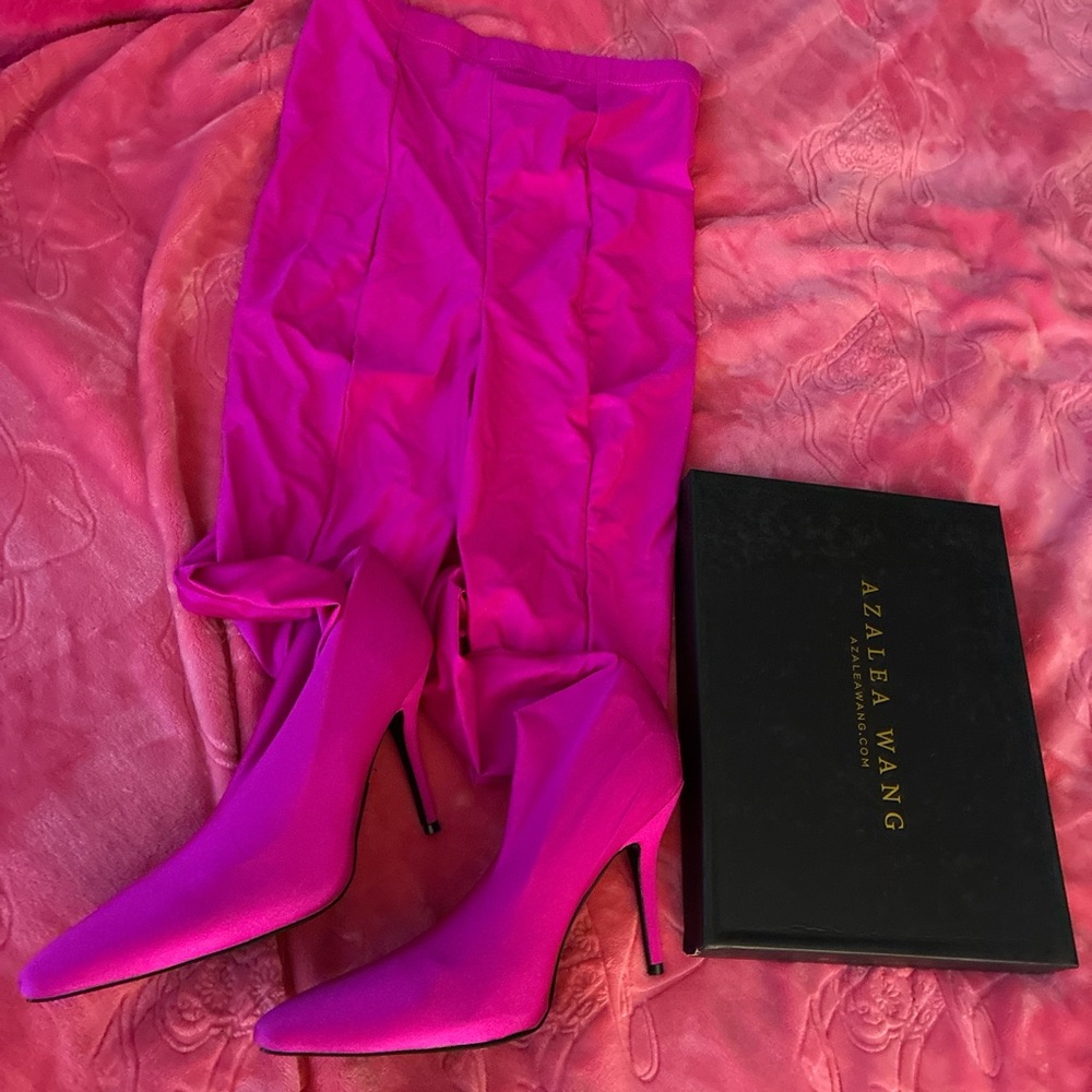 AKIRA Pink Heeled Boots